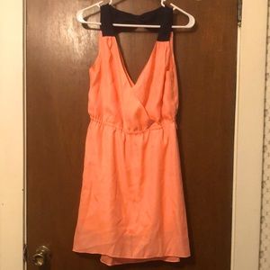 Size Small American Eagle Neon Coral & Navy Bow-Back Dress, Missing Sash Tie